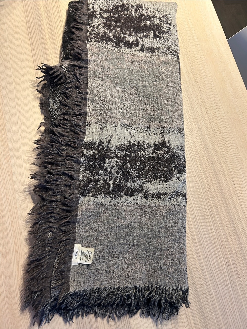 Fringed Gray Decorative Throw Scarf by